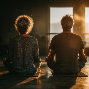 Літні люди займаються йогою